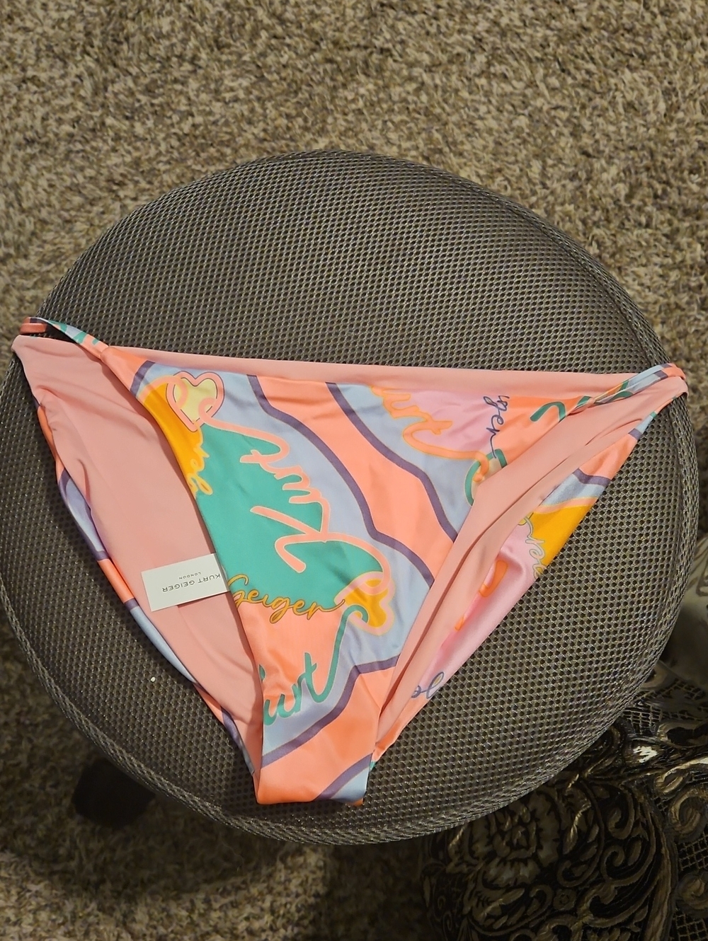 Kurt Geiger Pink Multicolor Printed Bikini Bottom